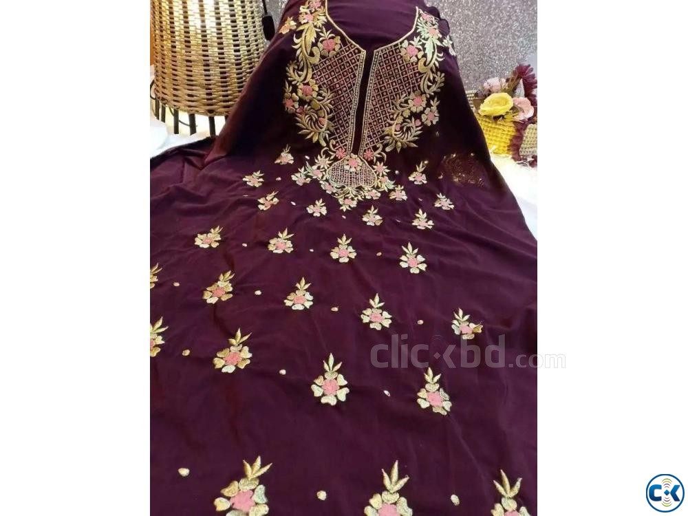 Maroon Embroidery Single Unstiched Kameez for Women 1 piece  large image 0