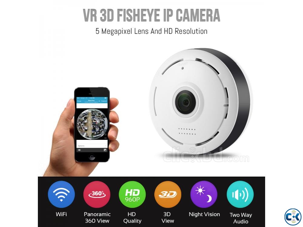 Wifi Mini IP Camera 3D VR Panoramic 360 Fisheye IP Camera large image 0