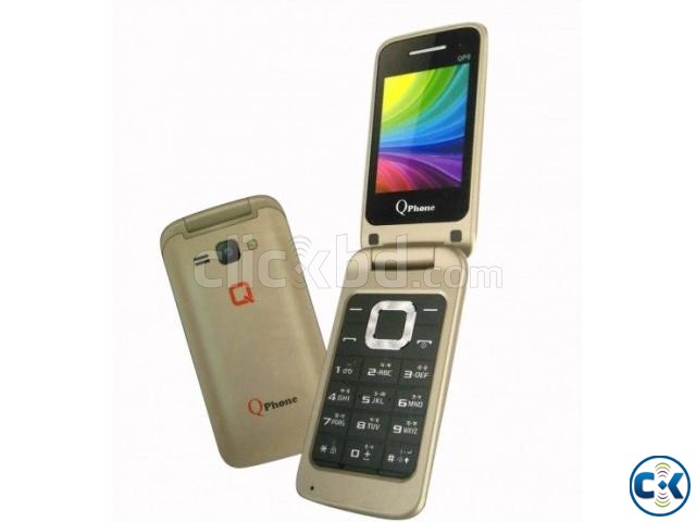 Qphone QP8 Folding Phone Dual Sim FM With Warranty- Black large image 0
