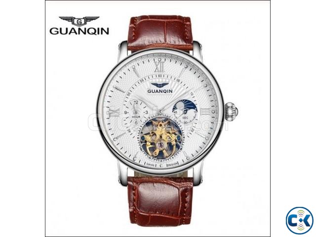 GUANQIN Tourbillon Skeleton Leather Mechanical Wrist Watch large image 0