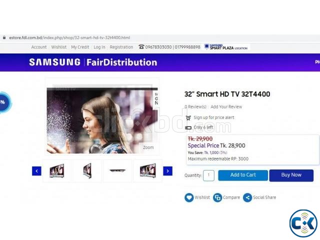 Samsung 32 Smart HD TV 32T4400 large image 0