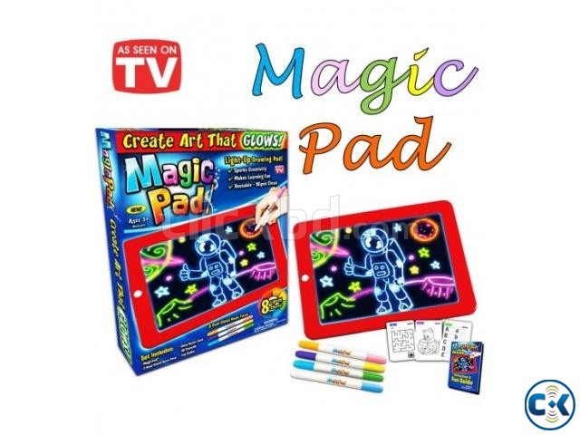 3D Magic Pad Light Up LED Drawing Tablet With 6 Pen large image 0