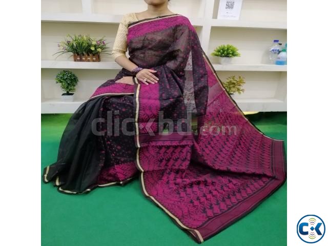 Exclusive Half Silk Jamdani Saree for Woman with Blouse large image 3