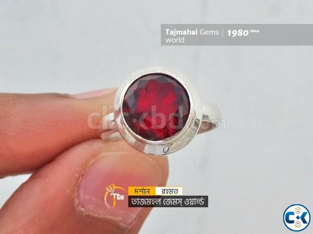 African Garnet Gemstone Ring - আফ্রিকান গোমেদ আংটি large image 0