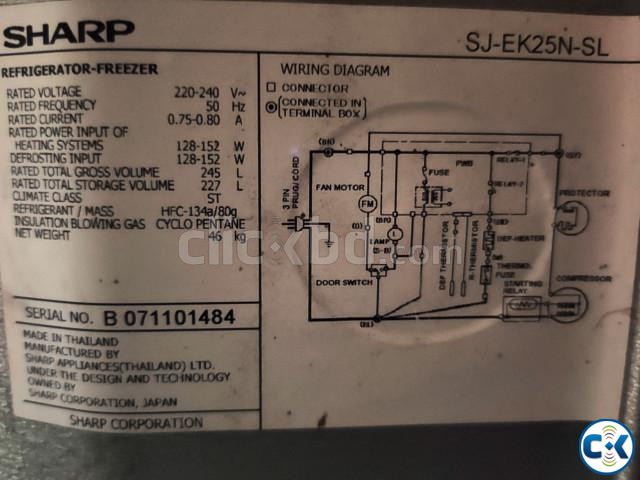 Sharp Refrigerator Freezer SJ-EK25N-SL 245L large image 1