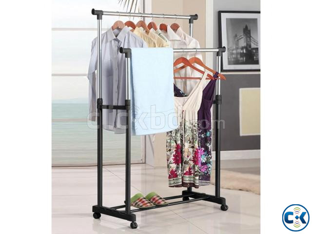 Adjustable Clothes Stand Double Pole Clothes Rack - 6806 large image 1