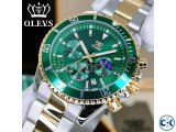 OLEVS 2870 GREEN GOLD MULTI FUNCTION CHRONOGRAPH WATCH