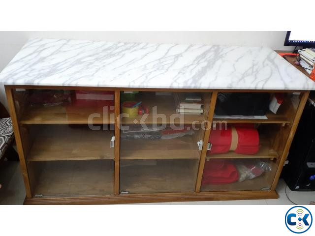 Shegun wood showcase with Marble top large image 3