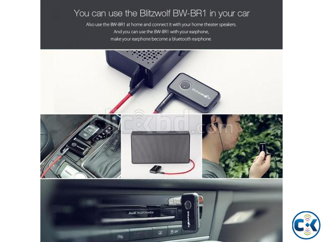 BlitzWolf bluetooth V4.1 Car Handsfree Music Receiver 3.5mm large image 1