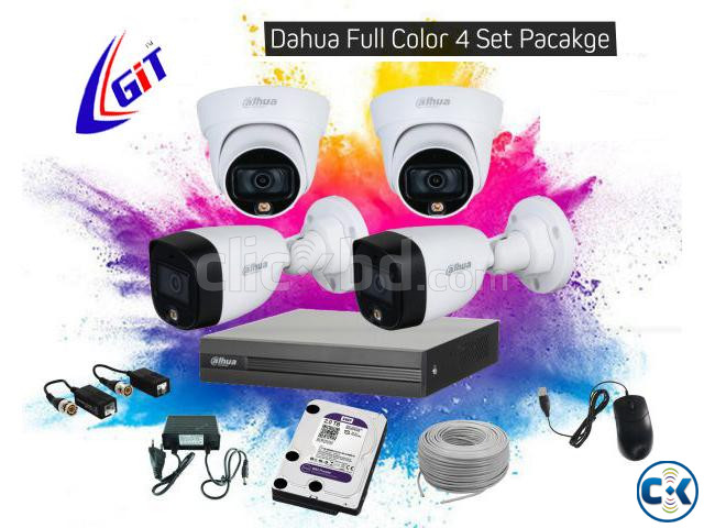 4 pcs full color with audio CCTV camera package large image 0