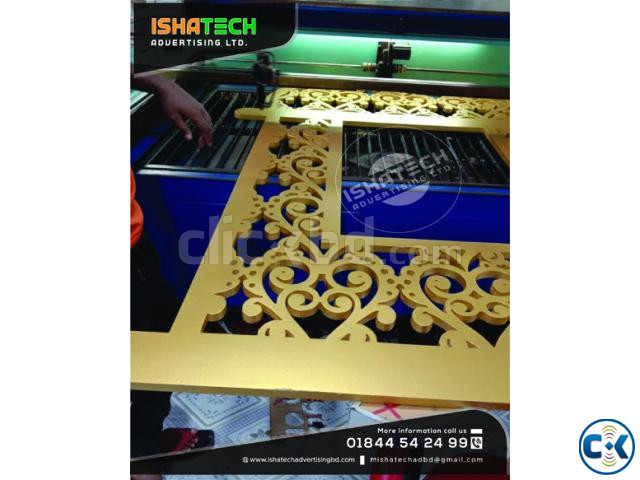 Golden Acrylic Wall Sheet 12mm Thickness MDF Jali Cutting large image 1