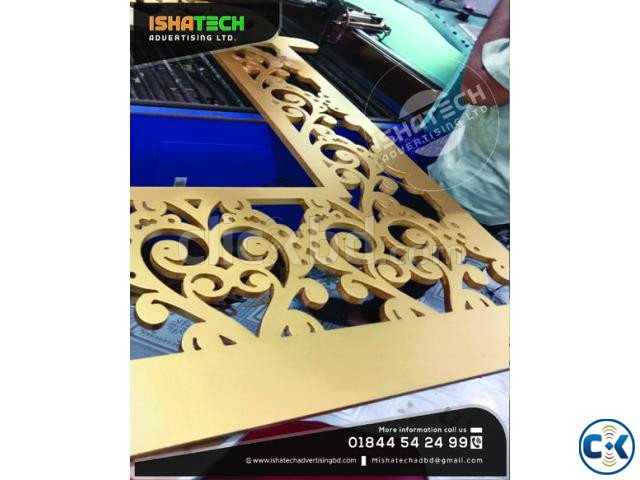 Golden Acrylic Wall Sheet 12mm Thickness MDF Jali Cutting large image 2