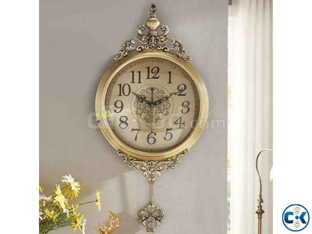 European Style Pendulum Metal Wall Clock large image 2