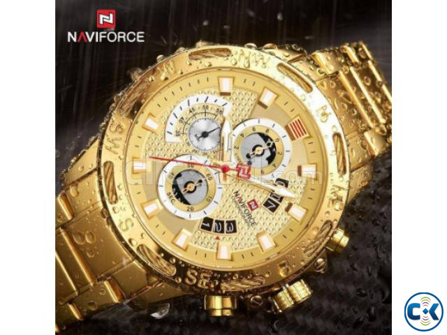 NAVIFORCE Golden Stainless Steel Chronograph Watch For Men - large image 2