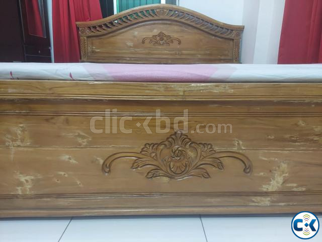King size bed- kathal wood- with jajim mattress large image 1