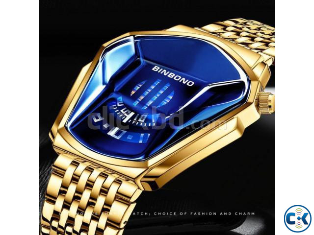 BINBOND Fashion Men Watch Golden Geometric Shape Cool Dial large image 2