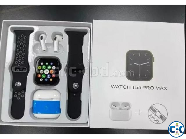 T55 Pro Max Smart Watch with Earbud large image 2