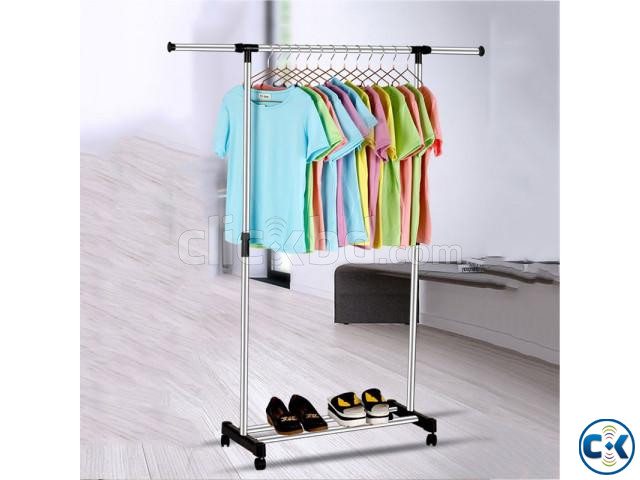 Single Pole Stainless Steel Clothes Hanger Rack large image 2