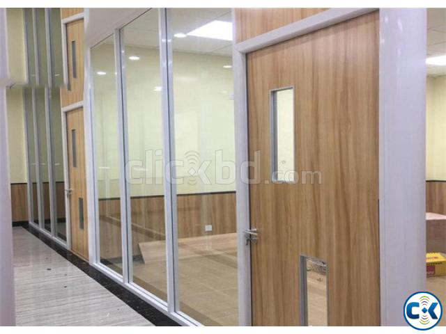 Demountable Soundproof Office Partition Double Glass Fixed large image 1