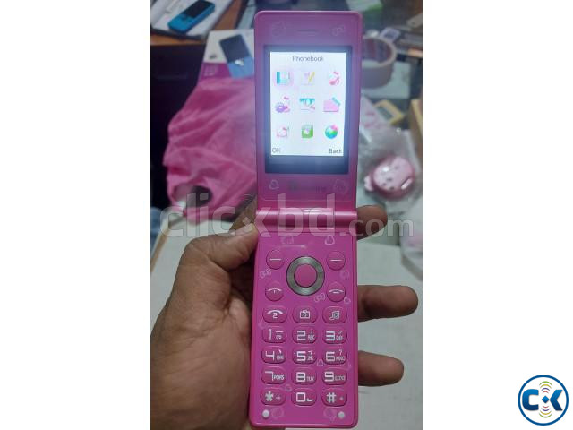Hello Kitty D10 Folding Mobile Phone Touch Display large image 4