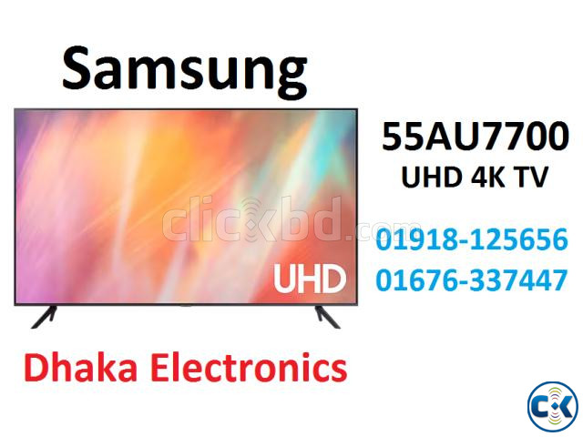 55 inch Samsung AU7700 Crystal 4K HDR Voice Control Smart TV large image 0