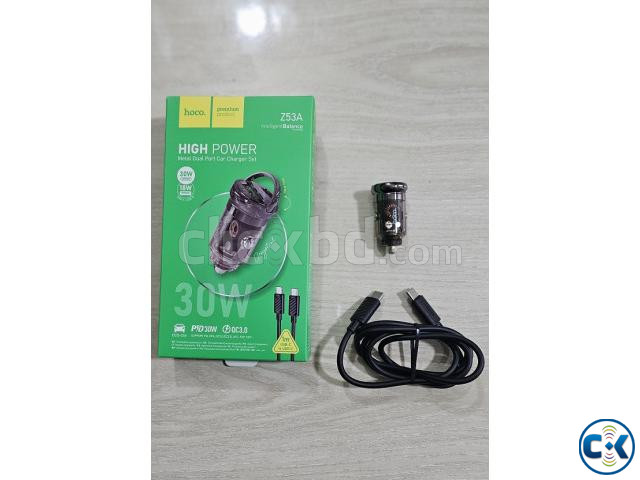 Hoco Z53A Car charger 30W With Type-C Cable large image 1