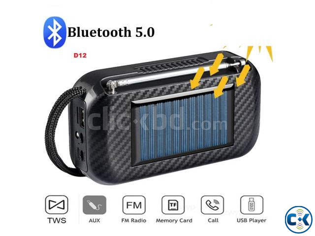 D12 Rechargable Bluetooth Solar FM Radio With Flashlight large image 0