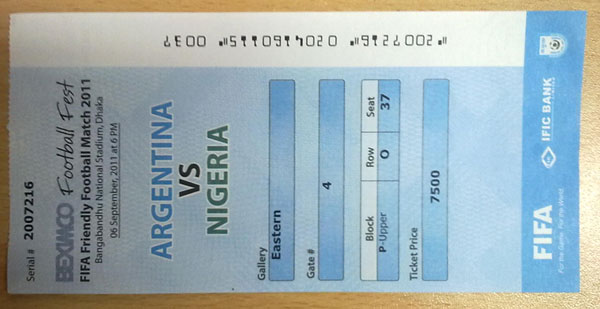 ARGENTINA vs NIGERIA FIFA Friendly Football Match- Ticket large image 0