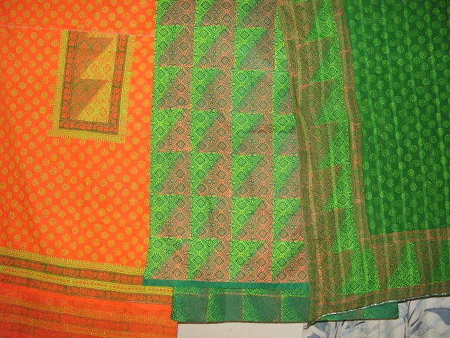 Salower kamiz set with cotton cloth and festive block work. large image 0