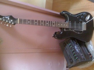 Electric Guitar black and amplifier