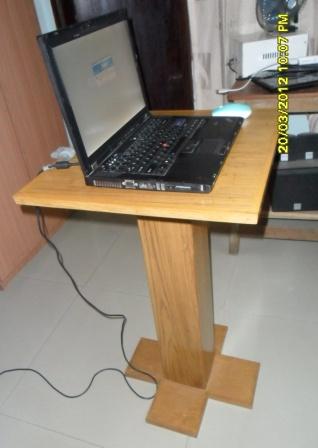Cute Laptop wooden Table Single leg  large image 1