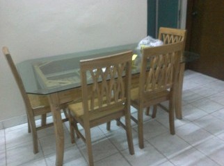 Square Glass Top Dinning Table with 6 chairs