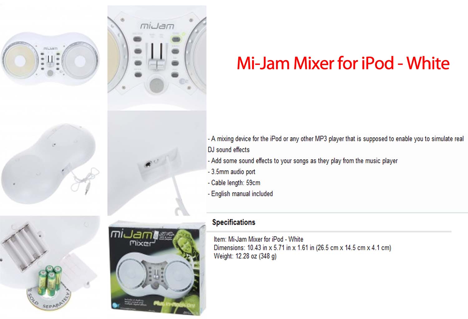 Mi-Jam Mixer for iPod - White large image 0