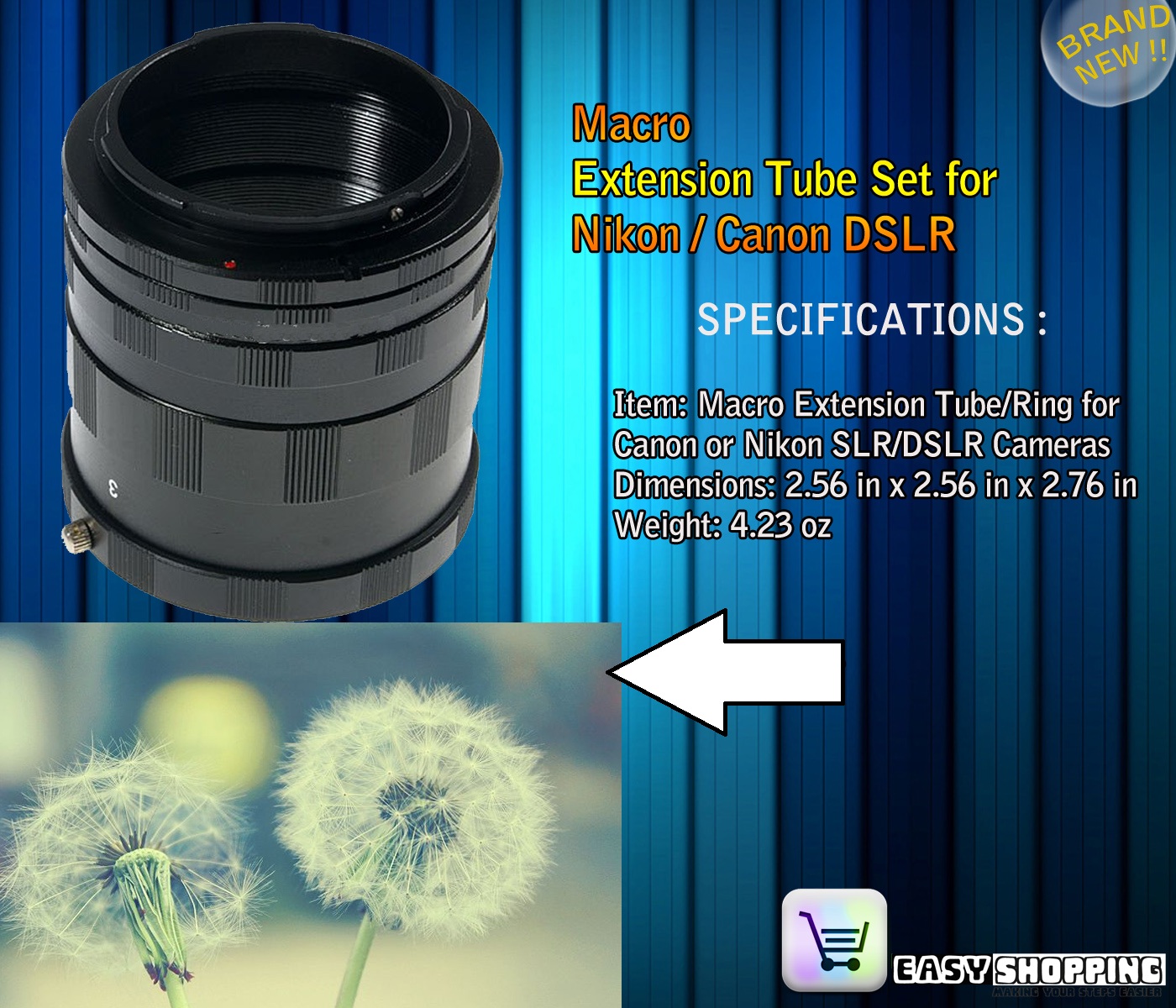 MACRO EXTENSION TUBE RING FOR CANON OR NIKON SLR DSLR CAMERA large image 0
