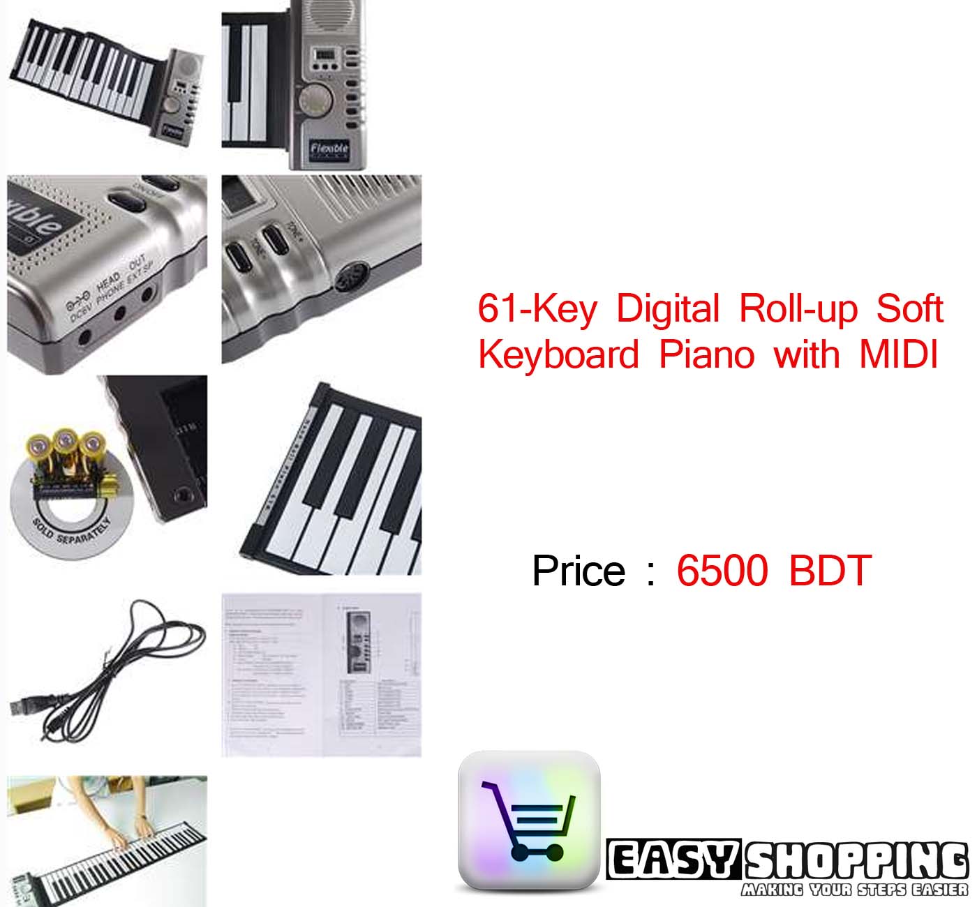 61-Key Digital Roll-up Soft Keyboard Piano with MIDI large image 0