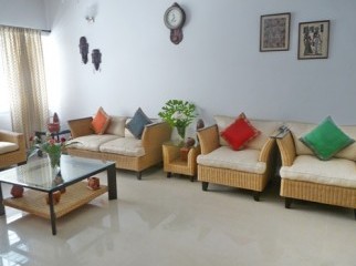 Indonesian Cane and Walnut wood Sofa set