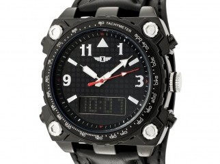 Invicta Black Leather Analog Digital Watch