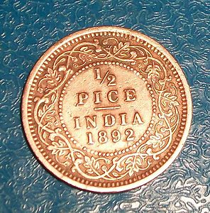 1892 Half pice Indian coin.....verry raree large image 0