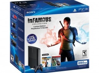 Play Station 3 250GB intact with Uncharted Infamous games