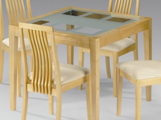 Wooden glass top 4 chair dining table