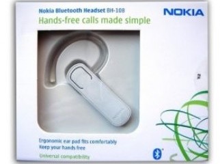 Nokia BH-108 Bluetooth Headset - Black White 