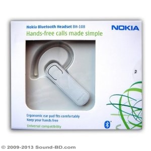 Nokia BH-108 Bluetooth Headset - Black White  large image 0