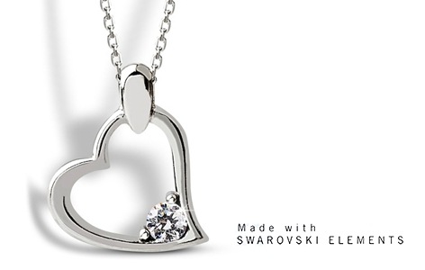 Sterling Silver Necklace with Heart Pendant Swarovski Crys large image 0