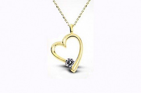 Swarovski Crystal on a Heart Pendant with a Gold Necklace large image 0