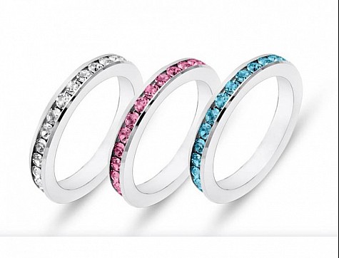 18K Sterling silver-Plated Rings made with Genuine Swarovski large image 0
