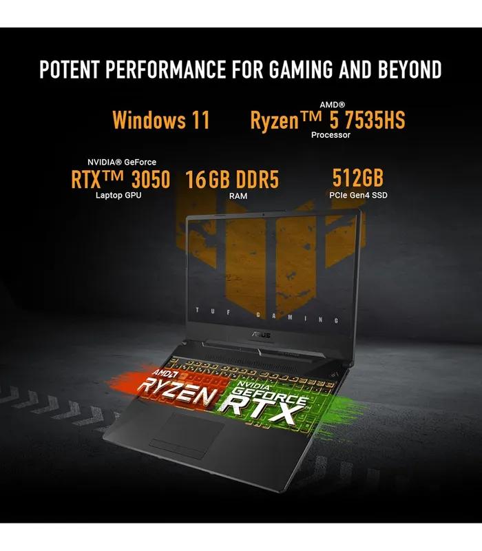 Asus TUF Gaming A15 FA506NCG Ryzen 7 7445HS RTX 3050 4GB Graphics (Graphite Black, 512GB SSD, 8GB DDR5 RAM) 15.6 inch FHD 144Hz Laptop- thumbnail #6