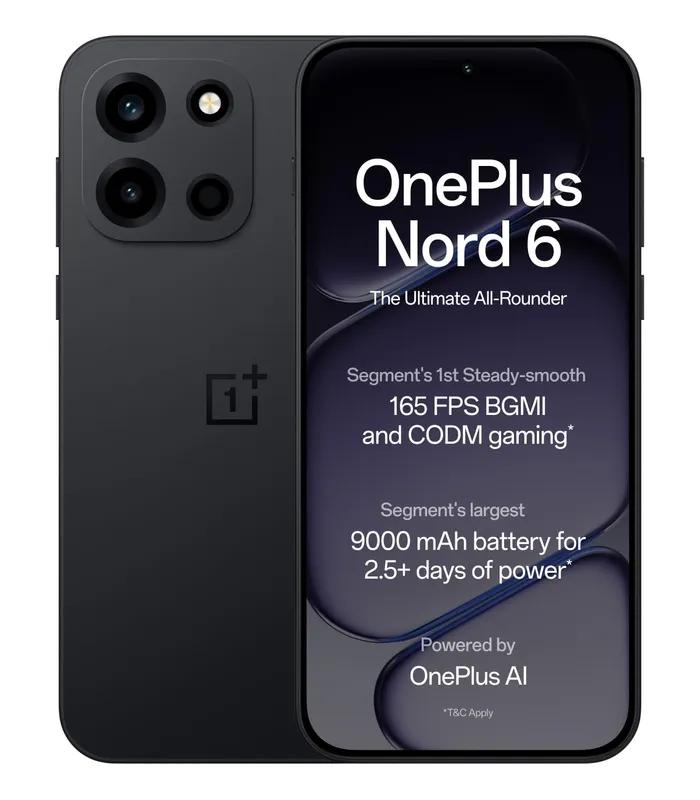 OnePlus Nord 6 5G (Pitch Black, 256GB Storage)