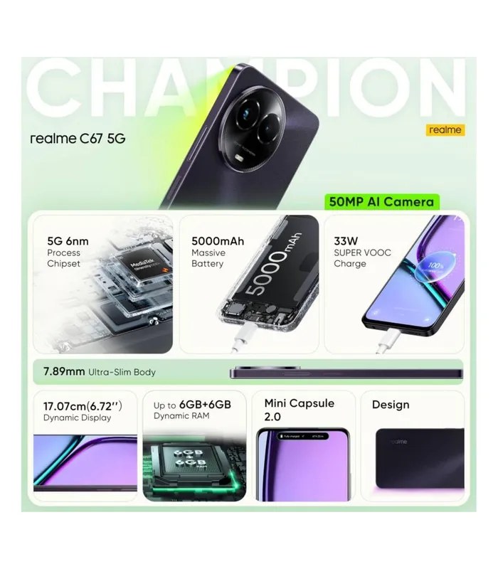 Realme C67 5G (Dark Purple, 128 GB Storage, 6 GB RAM) 64MP AI camera- image #5