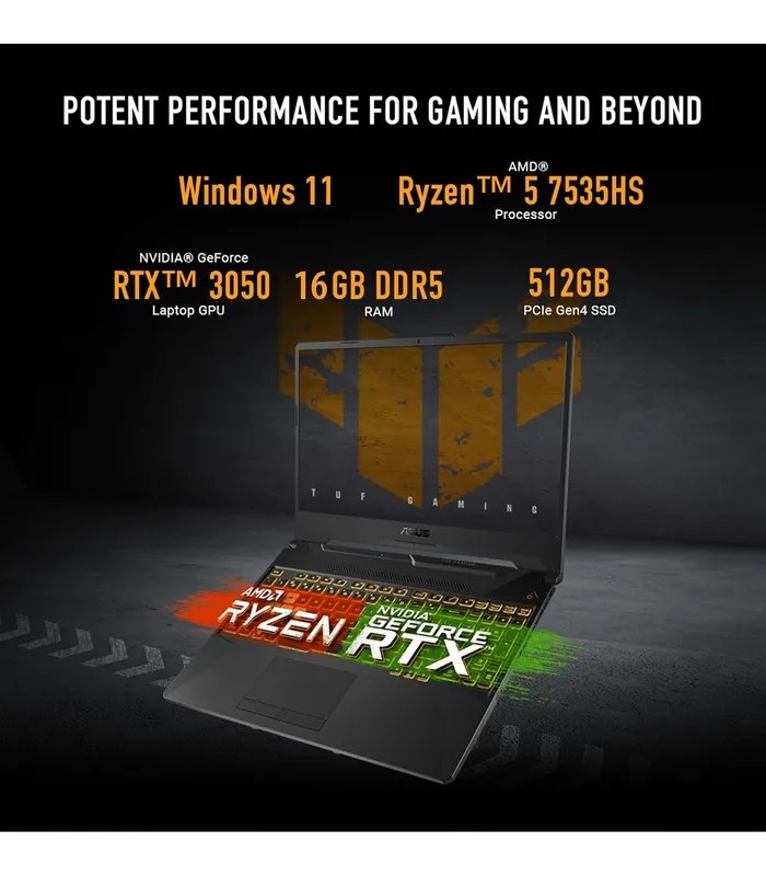 Asus TUF Gaming A15 FA506NCG Ryzen 7 7445HS RTX 3050 4GB Graphics (Graphite Black, 512GB SSD, 8GB DDR5 RAM) 15.6 inch FHD 144Hz Laptop- image #6