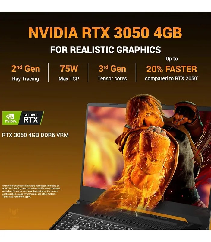 Asus TUF Gaming A15 FA506NCQ Ryzen 7-170 RTX 3050 4GB Graphics (Graphite Black, 512GB SSD, 16GB DDR5 RAM) 15.6" FHD Gaming Laptop- image #4